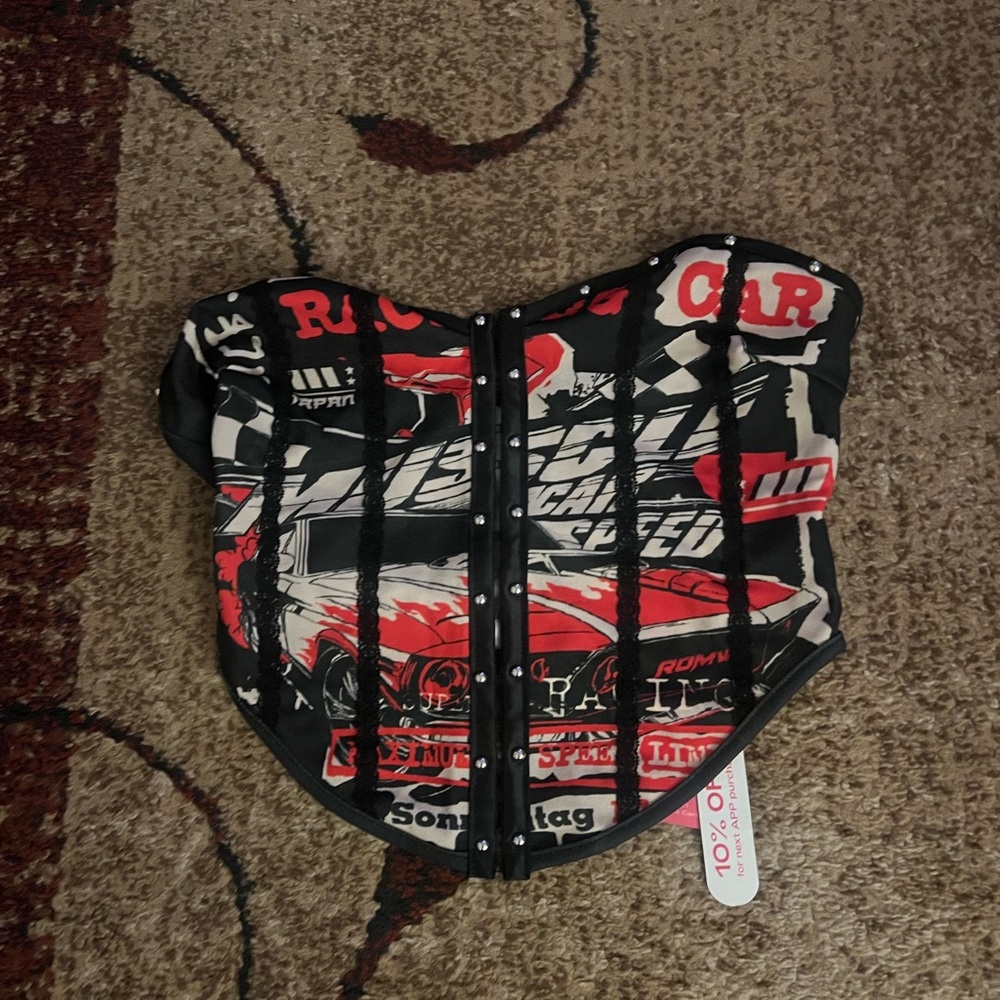 Racing Car Graphic Corset Top